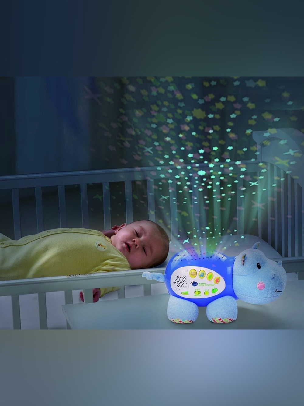 Blue Hippo Plush Night Light Projector with Soothing Sounds - Picture 8 of 9